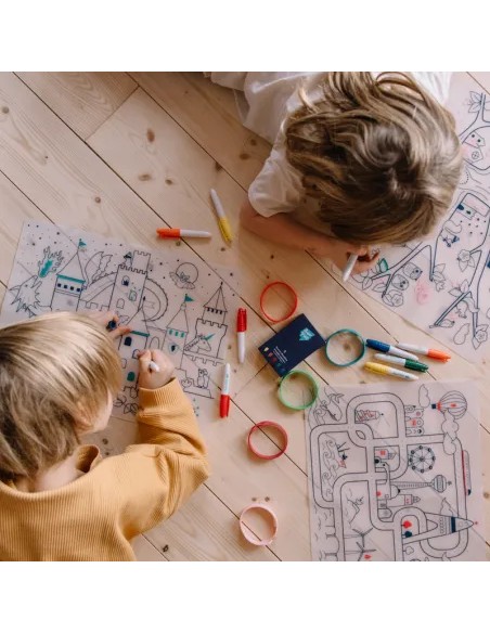 Set de table en silicone a colorier ville - Super Petit