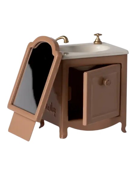 Coiffeuse Maileg avec Évier – Rose Poudré Foncé | Meuble Souris Raffiné