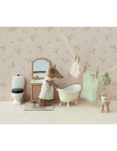 Coiffeuse Maileg avec Évier – Rose Poudré Foncé | Meuble Souris Raffiné