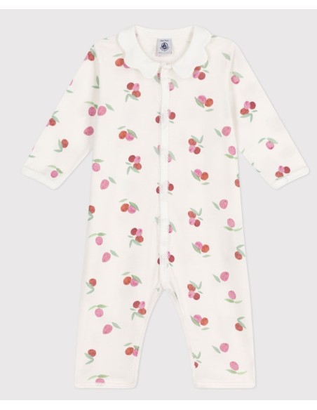 Petit Bateau
Pyjama bébé en coton sans pieds avec col pétale fruits