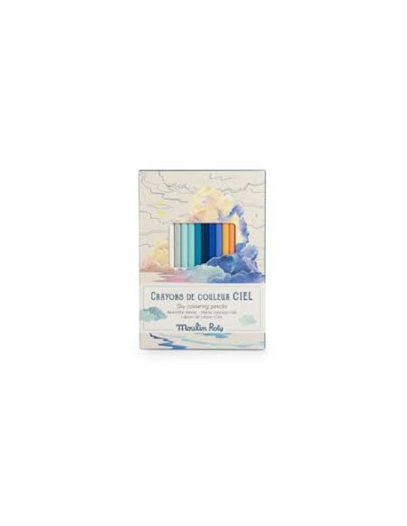 12 crayons de couleur + cartes ciel - Moulin roty