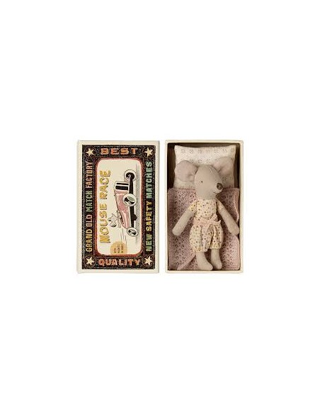 Souris Petite Sœur Maileg – Avec Boîte d’Allumettes et Literie | Compagnon Doux dès 3 ans