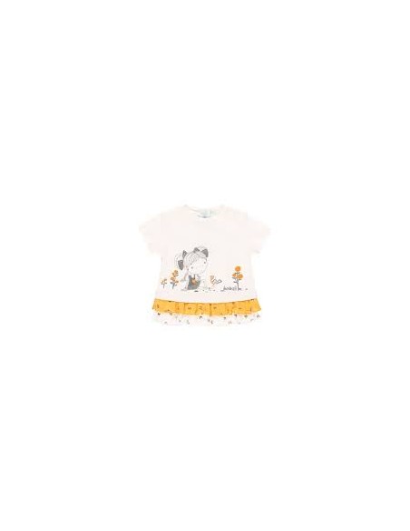 T-Shirt tricot bi matiere pour bebe fille 12 mois - Boboli