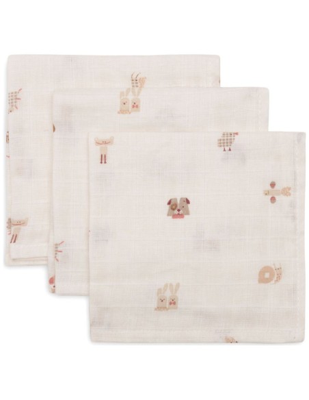 Lot de 3 serviettes en gaze de coton motif animal - Jollein