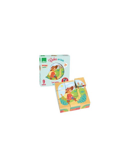 Puzzle Cubes en Bois – Les Contes – Vilac | Jeu Éducatif et Créatif dès 3 Ans