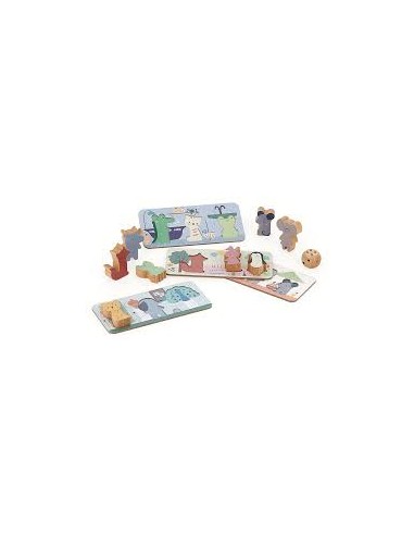 Coffret Multi-Jeux en Bois – Animaux – Sarah Betz | 4 Jeux Éducatifs et Ludiques dès 2 Ans
