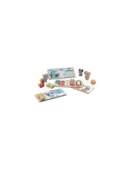 Coffret Multi-Jeux en Bois – Animaux – Sarah Betz | 4 Jeux Éducatifs et Ludiques dès 2 Ans