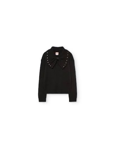 Pull en maille noir pour fille avec noeud - Boboli