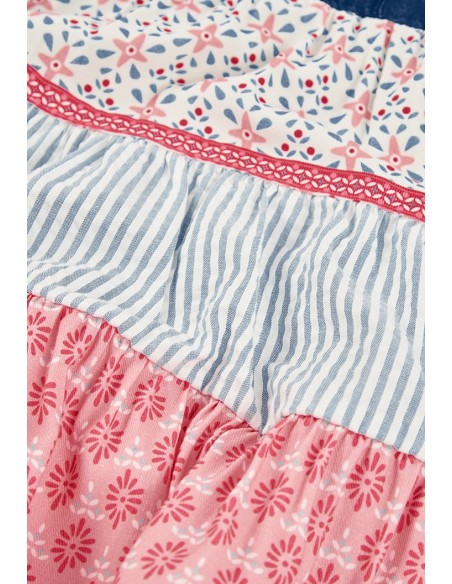 Robe en jean a bretelles bi matiere pour fille - Boboli