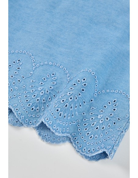 Top jean broderies pour fille - Boboli