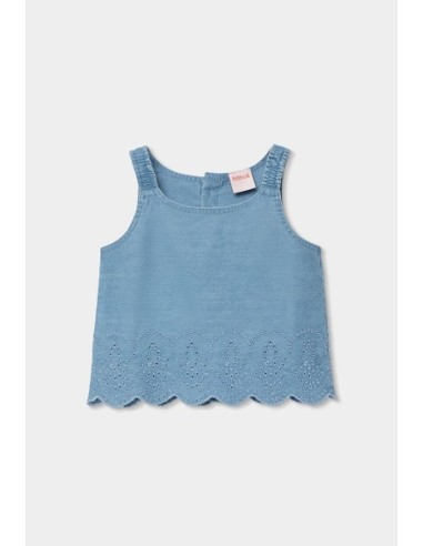 Top jean broderies pour fille - Boboli