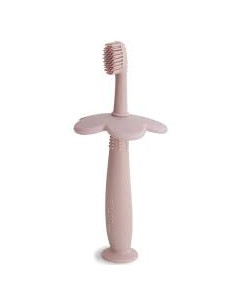 Brosse a dents flower en silicone rose - Mushie