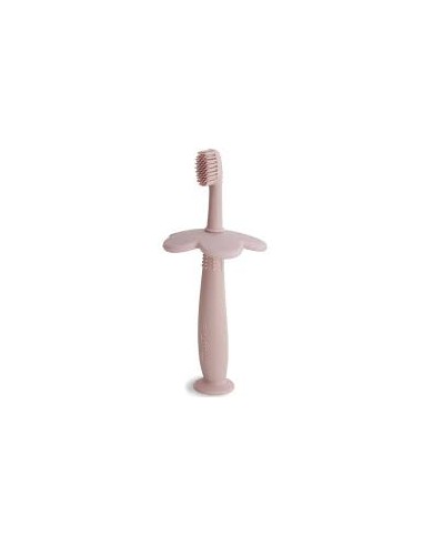 Brosse a dents flower en silicone rose - Mushie