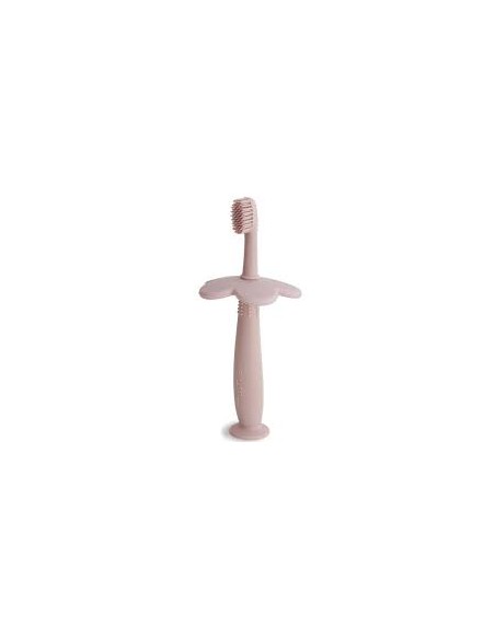 Brosse a dents flower en silicone rose - Mushie
