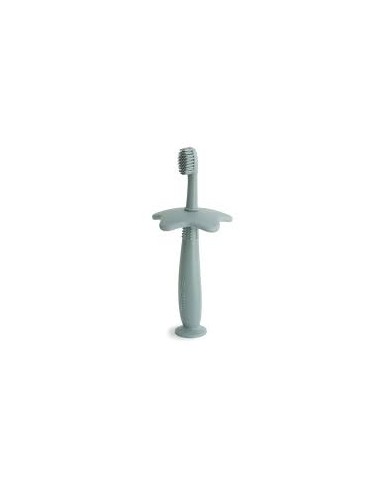 Brosse à dents Flower silicone vert Mushie – Première brosse bébé
