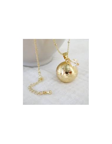 Bola de grosse or brossé avec perle de cristal de roche