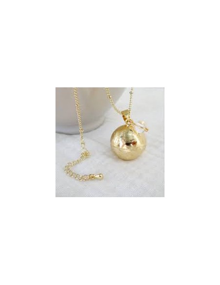 Bola de grosse or brossé avec perle de cristal de roche