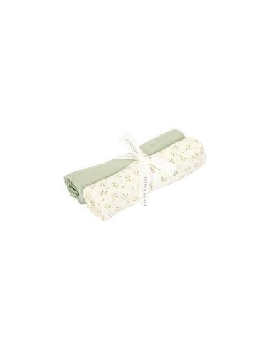 Set de 2 langes en gaze de coton Pure Sage 70 x 70 cm - Little Dutch