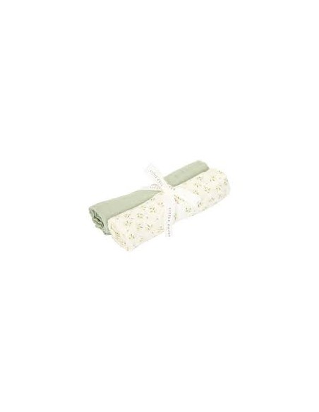 Set de 2 langes en gaze de coton Pure Sage 70 x 70 cm - Little Dutch