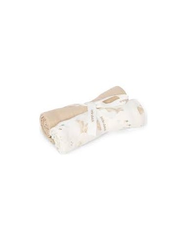 Set de 2 langes en gaze de coton  Baby Bunny 70x70 cm - Little Dutch