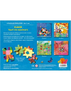 Elmer tout en couleurs - 4 puzzles évolutifs - Moulin Roty 2