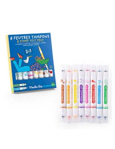 8 Feutres tampons 2 en 1 Les loufoques - Moulin Roty 683602