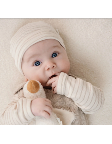 Bonnet bébé beige rayé - Taille 2 62/74 - Little Dutch