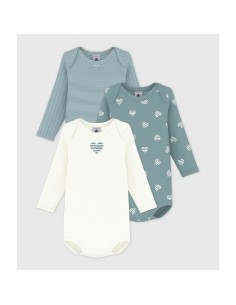 Lot de 3 body imprimé cœur ML - Petit Bateau