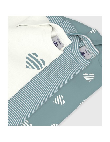Lot de 3 bodies imprimé cœur ML - Petit Bateau