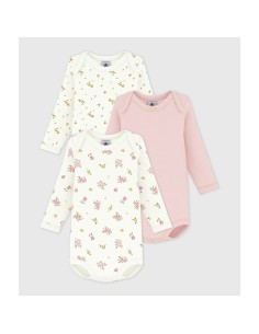 Lot de 3 body imprimé fleurs ML - Petit Bateau