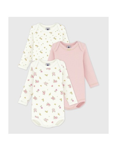 Lot de 3 bodies imprimé fleurs ML - Petit Bateau