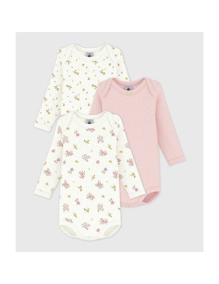 Lot de 3 bodies imprimé fleurs ML - Petit Bateau