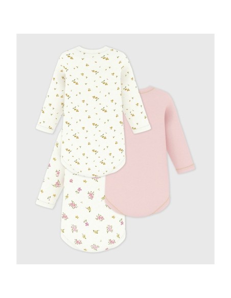 Lot de 3 bodies imprimé fleurs ML - Petit Bateau