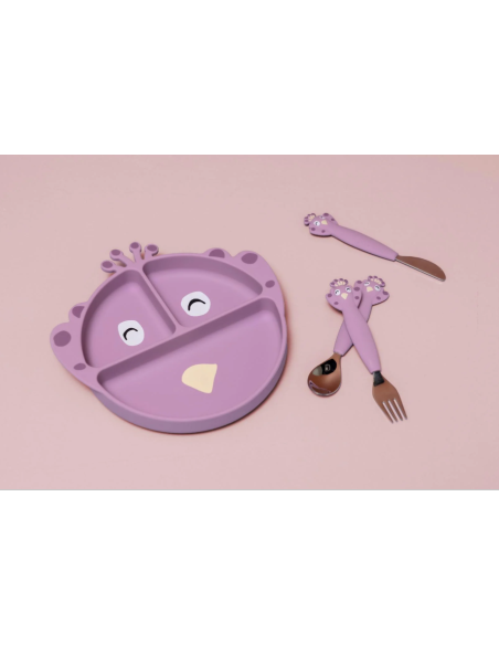 Couverts 3 pièces en silicone Paon - Trixie