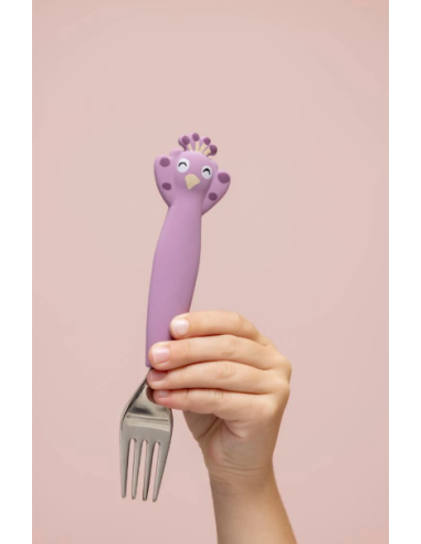 Couverts 3 pièces en silicone Paon - Trixie