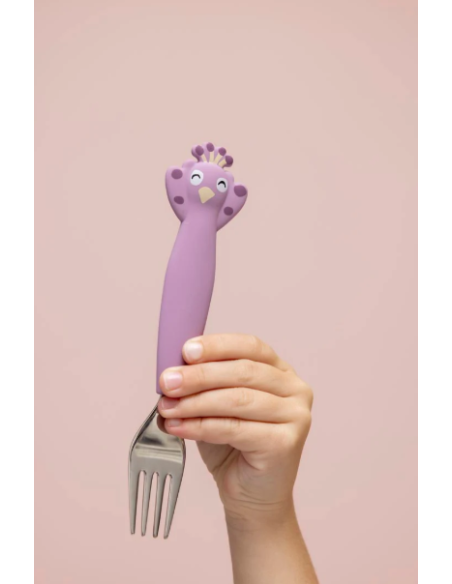 Couverts 3 pièces en silicone Paon - Trixie