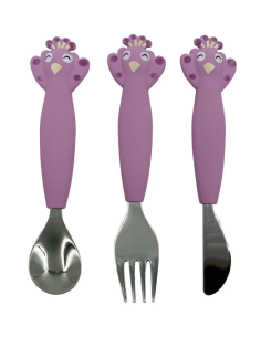 Couverts 3 pièces en silicone Paon - Trixie