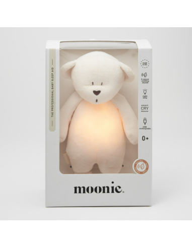 Ours Magique Crème Moonie – Veilleuse et Bruits Apaisants Bébé