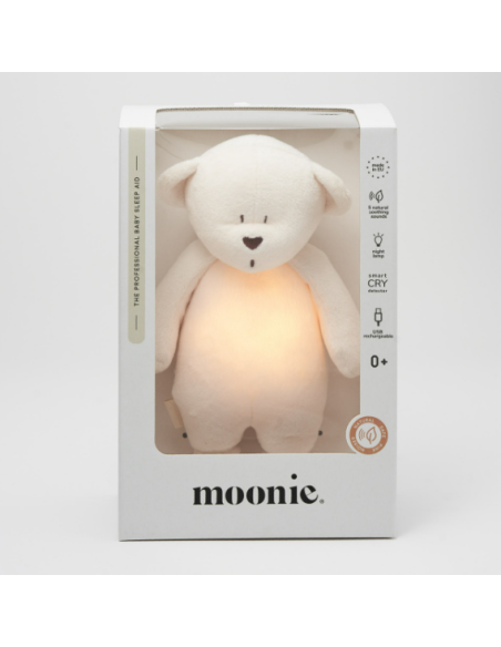 Ours Magique Crème Moonie – Veilleuse et Bruits Apaisants Bébé
