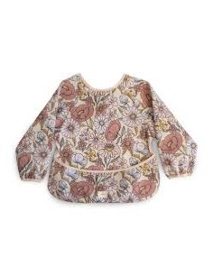 Bavoir a manches retro flower - Mushie