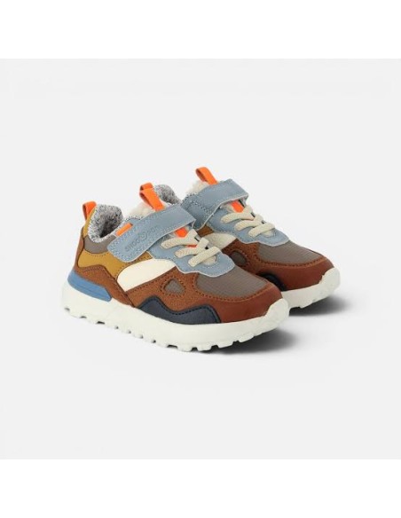 Basket enfant textile Shoo Pom | Chaussures enfant à scratch et lacets