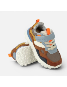 Basket enfant textile Shoo Pom | Chaussures enfant à scratch et lacets 2