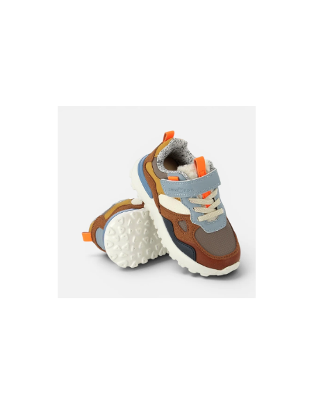 Basket enfant textile Shoo Pom | Chaussures enfant à scratch et lacets