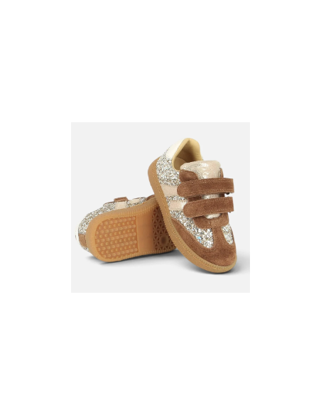 Basket enfant en cuir yuzu lo scratch glitter  Shoo Pom | Basket à double scratch