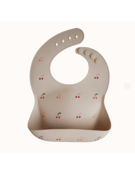 Bavoir en silicone cerises - Mushie