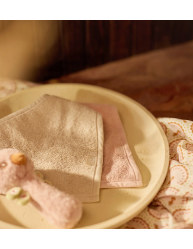Bavoir bandana soie rose /sable - Jollein