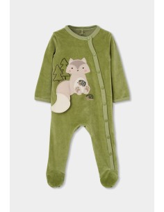Grenouillère velours vert Boboli 224075