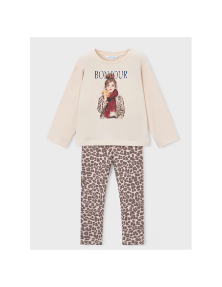 Ensemble legging et t-shirt fille leopard - Mayoral