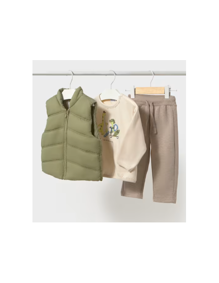 Ensemble 3 pièces pull, gilet dino - Mayoral