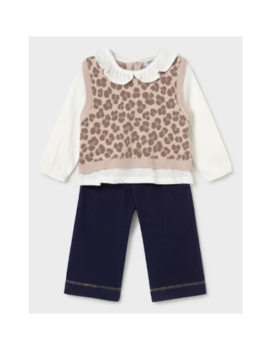 Ensemble pantalon et blouse avec gilet bébé - Mayoral